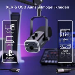 FIFINE - AM8T - USB / XLR Studio microfoon - PC-Gaming Met Flexibele Arm ( 66cm! ) - Geschikt voor PC/PS4/PS5 - RGB - Podcast - Gaming - Streaming - Zwart — thumbnail 8