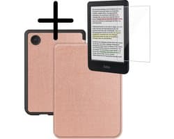 Hoes Geschikt voor Kobo Clara Colour Hoesje Bookcase Cover Hoes Met Screenprotector - Hoesje Geschikt voor Kobo Clara Colour Hoes Cover Case - Rosé Goud