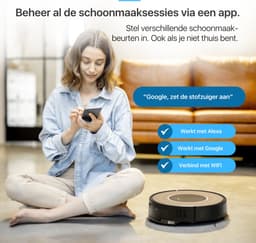 Avalect CleanMate - Robotstofzuiger met dweilfunctie - Met laadstation - dweilrobot - Ideaal voor huisdieren - Gyroscoop - val & object detectie - Vloerdetectie - Met App - Zwart — thumbnail 5