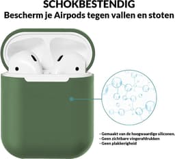 AirPods Hoesje voor Apple AirPods 1 & 2 – Legergroen - Siliconen Beschermende Case — thumbnail 5