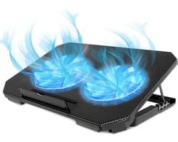 Jacked laptop cooler fluisterstil met dubbele ventilator – verstelbare laptop standaard tot 17.6 inch laptop koeler