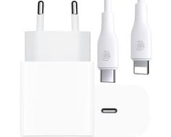 25W USB C Adapter + USB C Oplader Kabel - Geschikt voor Apple iPad en iPhone - Snellader USB-C - Snellader USB-C - 2 Meter