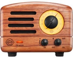 MUZEN OTR Draagbare Retro FM Radio luidspreker - 10 Uur Speeltijd - Bluetooth Speaker - Draadloze Speaker - Mini Bluetooth speaker - Draagbare speaker - Rozenhout