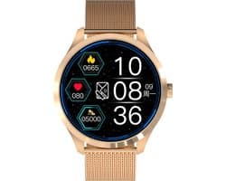 Belesy® Y2 Pro 2022 - Smartwatch Dames - Smartwatch Heren - Android - IOS - Horloge - 1.28 inch - Kleurenscherm - Stappenteller - Bloeddruk - Hartslag - 75+ Wijzerplaten - Sporten - Staal - Goud - Moederdag