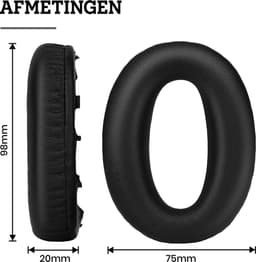Oorkussens Geschikt Voor Sony WH1000XM2 & MDR-1000X - 2 Stuks - Vervangende Koptelefoon Earpads - Zacht Schuim - Eiwitleer - Zwart — thumbnail 3
