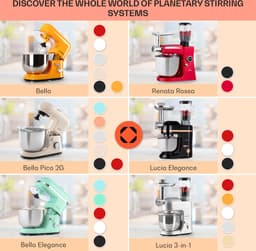 Klarstein Keukenmachine, Kneedmachine met 5 L Kom, 2000 W Professionele Keukenmachine met Deeghaak en Garde, Universele Keukenmachine met 6 Snelheden, Deegmachine voor Mixen, Kneden en Kloppen,2L 1800W - voor Keuken - Zilver — thumbnail 5