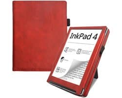 Case2go - E-reader hoes geschikt voor Pocketbook Inkpad 4/ Inkpad color 2 en 3 - Sleepcover - Auto/Wake functie - Met handstrap - Rood