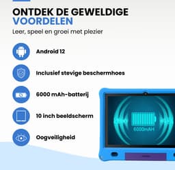 Oneiro Kindertablet KIDSPLAY PRO 2.0 10.1 inch BLAUW - Kindertablet vanaf 3 jaar - Ouder Control App - Beschermhoes - Android 12 – 6000 Mah Batterij — thumbnail 5