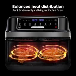 6Seven - Airfryer - Dubbele bak - Totaal 9 liter - LED Scherm - XXL maat - 8 programma's - Touchscreen - 220V - Kleur zwart — thumbnail 4