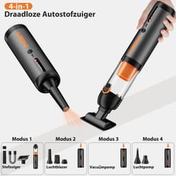 Handstofzuiger Draadloos 30000Pa – 4-in-1 Auto Stofzuiger – 7800mAh – 50 Min Gebruiksduur – USB-C — thumbnail 3