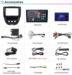 Junsun Android 15 Autoradio Geschikt voor Peugeot 107 Citroen C1 Toyota Aygo Accessoires - 6GB+128GB - Draadloze CarPlay & Andriod Auto - GPS-navigatiesysteem - Bluetooth - Stuurwielbediening - WiFi - 10 Inch Touchscreen - 4G - DSP - FM - USB — thumbnail 5