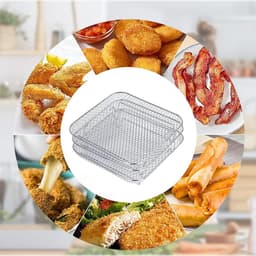 3 stuks Air Fryer-rek, stapelbaar roestvrij staal, grillrooster, luchtfriteuse-frame, vierkant, accessoires voor luchtfriteuse, potten, snelkookpannen, Foodi, 8 l — thumbnail 4