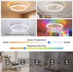 Ventilator Lamp - Airco Lamp - RGB - Plafondventilator Met Verlichting - Pafonniere - Plafondventilator Afstandbediening - Keukenlamp - Woonkamerlamp -6 Standen — thumbnail 4