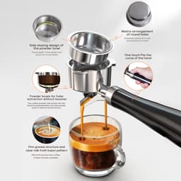 HiBREW H10B espressomachine, extractiedruk van 20 bar, halfautomatisch, instelbare temperatuur en kopvolume, handgreep van 51 mm aluminiumlegering, verwijderbare watertank van 1,3 liter — thumbnail 3