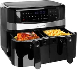 Dubbele heteluchtfriteuse - XXL-airfryer - Frituren met minder olie - Smart Finish-functie - 2x 5 Liter - Zwart — thumbnail 1
