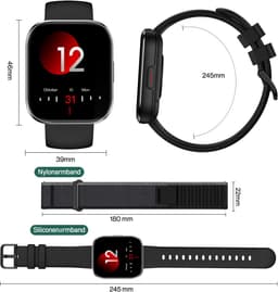 Sytifro Smartwatch Dames met 2 Verwisselbare Bandjes - Bluetooth Bellen - 1.83 Inch HD Scherm - Hartslagmeter - Slaapmonitor - Stappenteller - IP68 - Geschikt voor iOS & Android - Zwart — thumbnail 5
