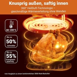 Heteluchtfriteuse, 6,5 liter, Airfryer XL, met kijkvenster en touchscreen, 1600 W friteuse zonder vet, 8 programma's, BPA-vrij, vaatwasmachinebestendig, voor 2-6 personen, koken uit het — thumbnail 3