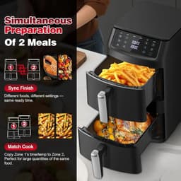 ITRONIQ Airfryer 11 Liter – Dubbele Heteluchtfriteuse 2500 Watt – 2 Bakken – 8 Programma's – Digitaal Touchscreen – Zwart — thumbnail 3