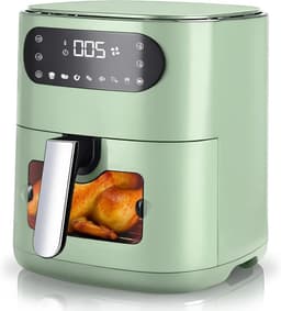 Heteluchtfriteuse - Airfryer Frituurpan - Gezond Koken - Kijkvenster Controle - 6 Liter - Groen — thumbnail 1