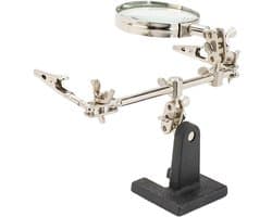 Vergootglas met 3x vergroting en verstelbare hoek, metalen basis voor nauwkeurige printplaatreparatie en chipdetectie, inclusief optische lens en Nederlandse handleiding
