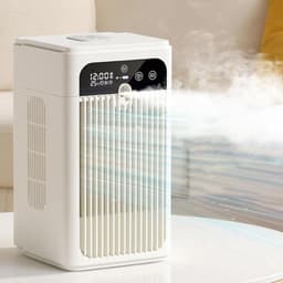 Draagbare verdampingsluchtkoeler, tafelmodel ventilator met nevelkoeling, waterkoeling en ijskoeling, geluidsarm, lichtgewicht persoonlijk koelapparaat, geschikt voor binnen- en buitengebruik, ideaal voor slaapkamers, kantoren en kamperen (wit). — thumbnail 1