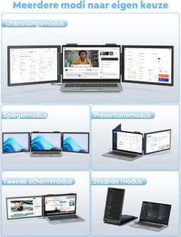 SP® Portable Monitor - Draagbaar Scherm voor Laptop - Draadloze Draagbare Monitor Dubbel - Zwart - 1cm x 34cm x 21cm — thumbnail 4