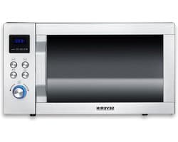 Magnetron met heteluchtfunctie - Oven magnetron - Snel maaltijden bereiden - Glazen bodem zonder draaiplateau - 25 Liter - Zwart RVS