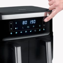 Dubbele Heteluchtfriteuse - Airfryer XXL - Gezond Koken - Parallel Garen - 2x 3.8L - Zwart Zilver — thumbnail 2
