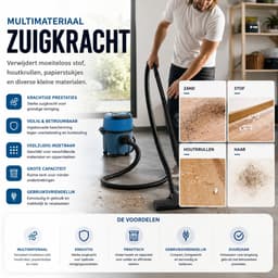 Alleszuiger Nat & Droog 18V – Compatibel met Makita LXT – 30 kPa – 10L – Bouwstofzuiger met 3 Opzetstukken — thumbnail 4