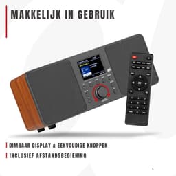 DnA® CD Speler - CD Speler Bluetooth - FM radio - Zwart/Bruin - 14cm x 31cm x 14cm — thumbnail 3