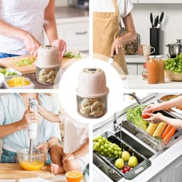 Elektrische Knoflook Hakker - Keukenmachine Mini - Snel Ingrediënten Snijden - Waterdicht Ontwerp - 350 ml - Roze — thumbnail 2