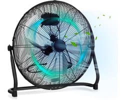 KOMFOTTEU Vloerventilator ø50cm- 160W - 3 Standen - Chroom-Design - Instelbare Kantelhoek 145° Krachtige - Windmachine — afbeelding 1