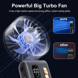 Draagbare handventilator - Mini USB fan - Persoonlijke verkoeling - 100 snelheden - 4000 mAh batterij - Zwart — thumbnail 2