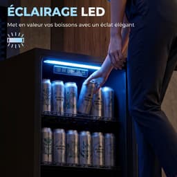 TEKROA® Drankenkoelkast - Mini Koelkast met Glazen Deur - 70L voor 70 Blikjes - Stille - Verstelbare Planken - Zwart — thumbnail 4