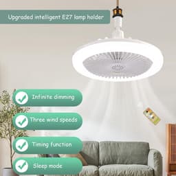 Plafondventilator, dimbare plafondventilator met geïntegreerde verlichting, krachtige LED-plafondventilator voor kinderkamers, plafondventilator voor verkoeling. — thumbnail 3