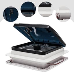 Dakventilator Camper - Motorhome Ventilator - Frisse Lucht - Met LED Verlichting - 36x40 cm - Wit — thumbnail 4
