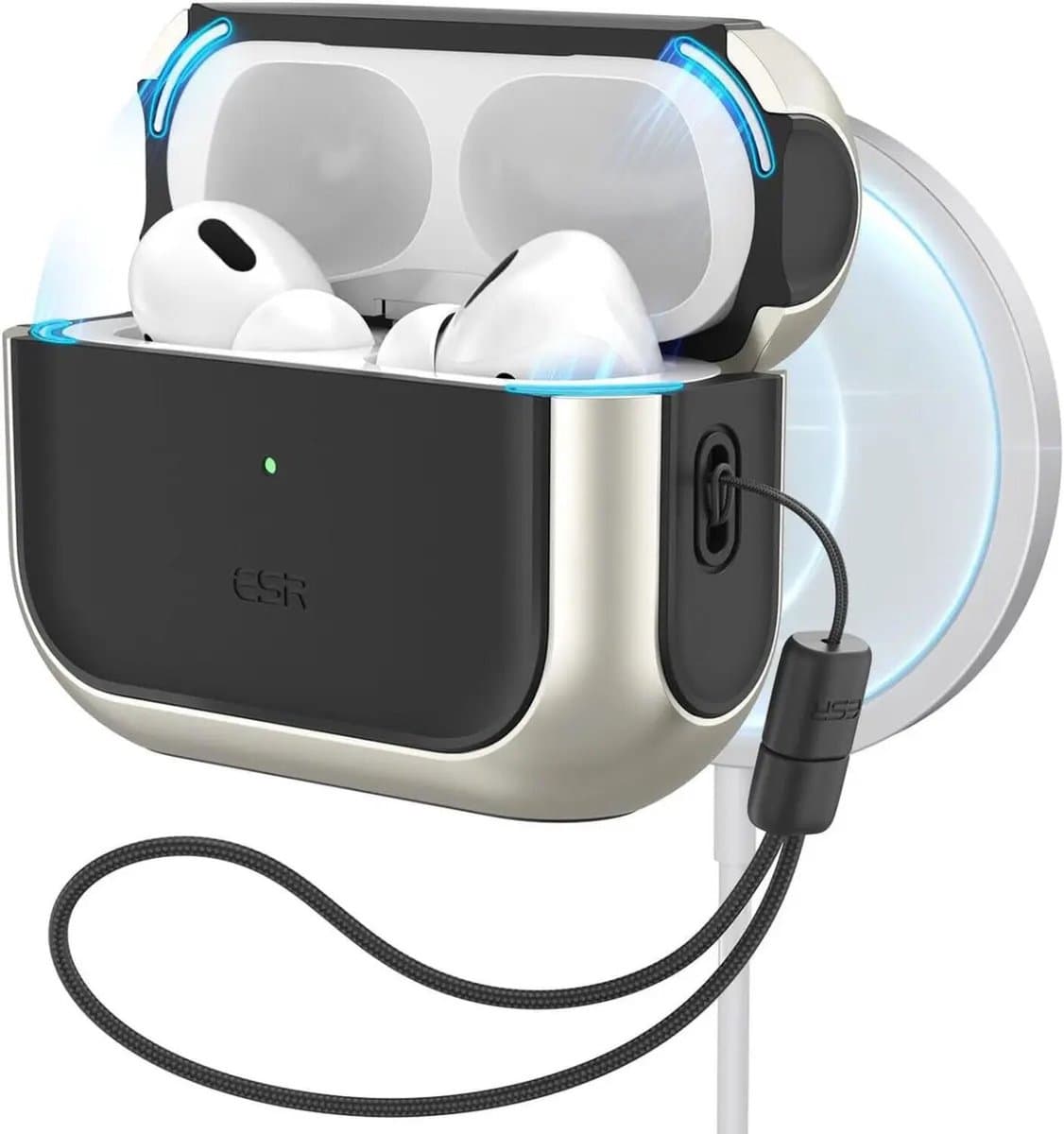 ESR Orbit Hybrid HaloLock Hoesje MagSafe Geschikt voor Apple AirPods Pro 1/2 Titanium — afbeelding 1