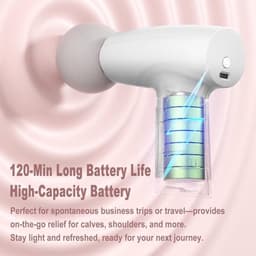 Mini-massagepistool - Draagbare spiermassage, diepe weefselpercussiemassage voor atleten, stille technologie, 6 opzetstukken, voor mannen en vrouwen, groen — thumbnail 3