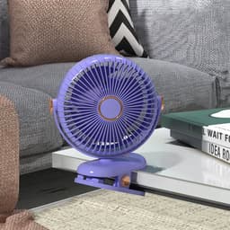 Bureauventilator met klem – 3 snelheden, veilig ontwerp, compact en draagbaar – voor thuis, studentenkamer of kinderwagen – Paars — thumbnail 2