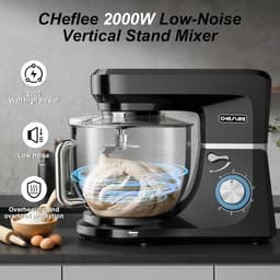 SnelShoppen - Krachtige Keukenmachine 2000W - 3-in-1 Food Processor met 6 Snelheden, 8L RVS Kom, Kneedhaak, Garde & Spatdeksel voor Perfecte Deegberei — thumbnail 2