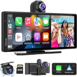 SnelShoppen - Draagbare Draadloze Carplay & Android Auto met Dashcam - 9.3" HD IPS Scherm, 4K Voor- en Achtercamera, Bluetooth Audio, GPS, Dashboard M — thumbnail 1