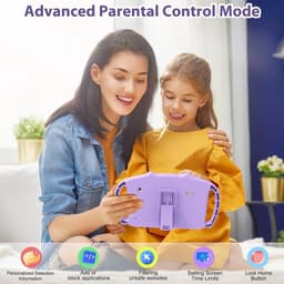 SnelShoppen - Kids Tablet 7 Inch Android Tablet voor Kinderen met WiFi Quad Core 32GB ROM Dual Camera Parental Control Kindvriendelijke Hoes (Paars) — thumbnail 3
