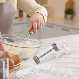 Koekjespers - Koekjesmachine Bakapparaat - Zelf Koekjes Maken - Met 13 Schijven - 22 x 14.5 cm - Wit — thumbnail 4