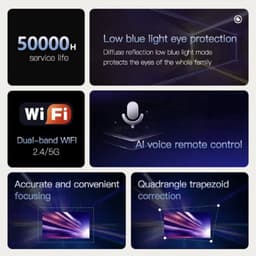 Beamer - 4K Ondersteuning - 1080P Resolutie - Bluetooth - WiFi - Trapeziumcorrectie - Zwart — thumbnail 1