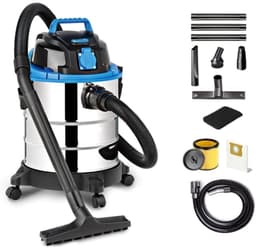 Klarven® Nat- en Droogstofzuiger Zilver - 1200W Krachtig - Blaasfunctie en Zakloos, Ingebouwd Stopcontact - 20 Liter Tank - B 35 x H 51 x D 35 cm — thumbnail 1