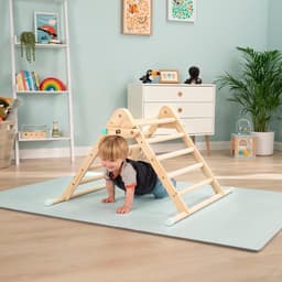 Toys Actieve tots indoor houten klimframe voor baby's en peuters, 1 jaar, Montessori Pikler Style klimdriehoek, babyspeelgoed, interactieve speelgym voor infants, 12 maanden — thumbnail 5