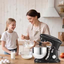 Keukenmixer – Mengmachine – Bakmixer – Deegkneder – Standmixer – 1400W Krachtige Motor – 4,5 Liter RVS Mengkom – Zwart — thumbnail 1