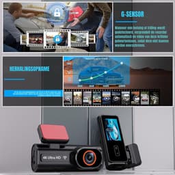 QORA® Dual Dashcam - Dashcam Voor Auto 1080p - Voor en Achter Camera – Auto Camera - G-Sensor - App Bediening – Parkeermodus - Zwart - 10cm x 4cm x 4cm; 300 g — thumbnail 4