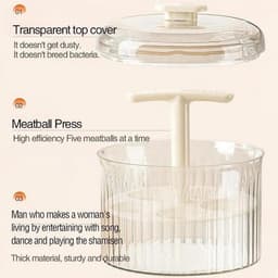 Gehaktbal Maker - Keuken Gadget - Eten Bereiden - Maakt 5 tegelijk - 14.9 cm - Translucent — thumbnail 4