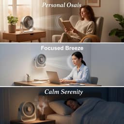 Oplaadbare bureauventilator, draagbare luchtcirculatieventilator, 5 windsnelheden, 360 graden verstelbaar, Type-C opladen. — thumbnail 2